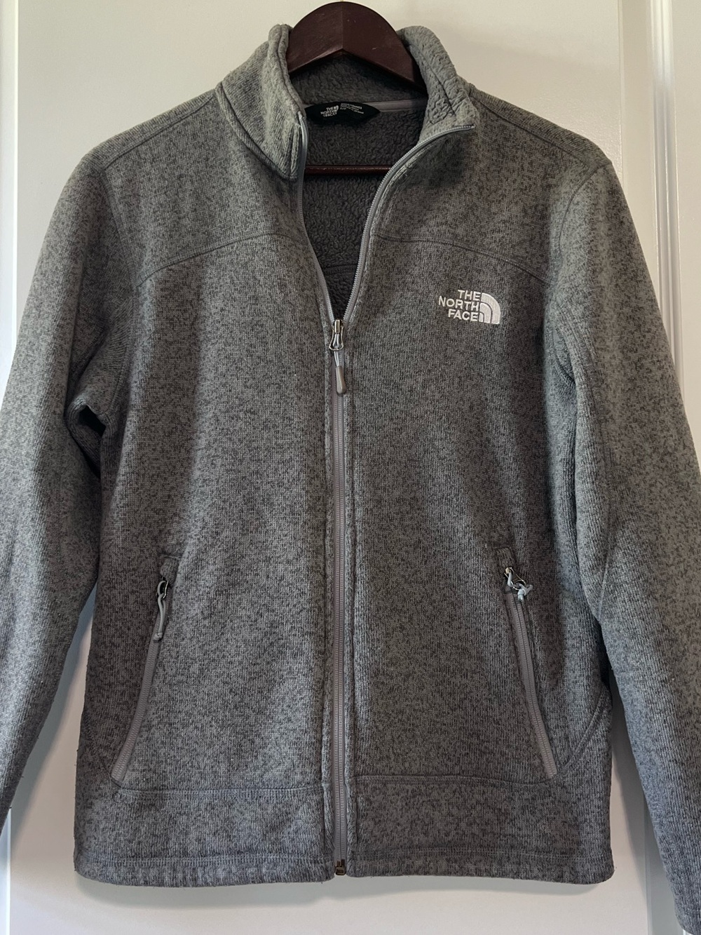 The North Face Gray Heather Grey Sweater Fleece Jacket Coat Full Zip Mens Small